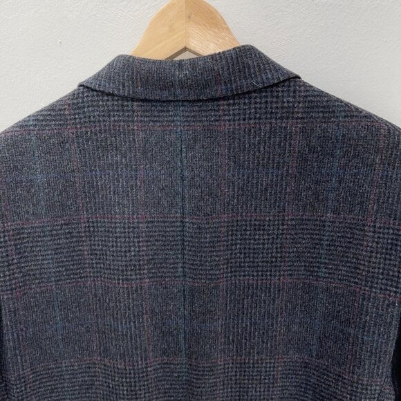Vtg Unstructured Woolworth's 2-Bttn Gray Plaid Wool Sport Coat (42L or 44L) - Picture 10 of 14